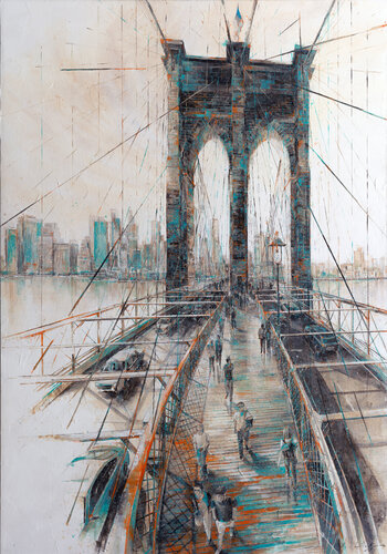 Paseando por New York, Brooklyn Bridge by Fernando Arribillaga Martínez, Painting for Sale on Select