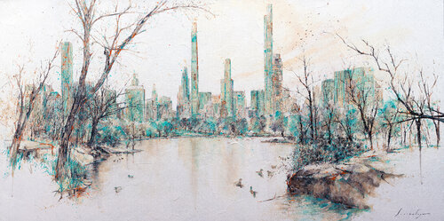 Panorámico de Nueva York, Central Park by Fernando Arribillaga Martínez, Painting for Sale on Select