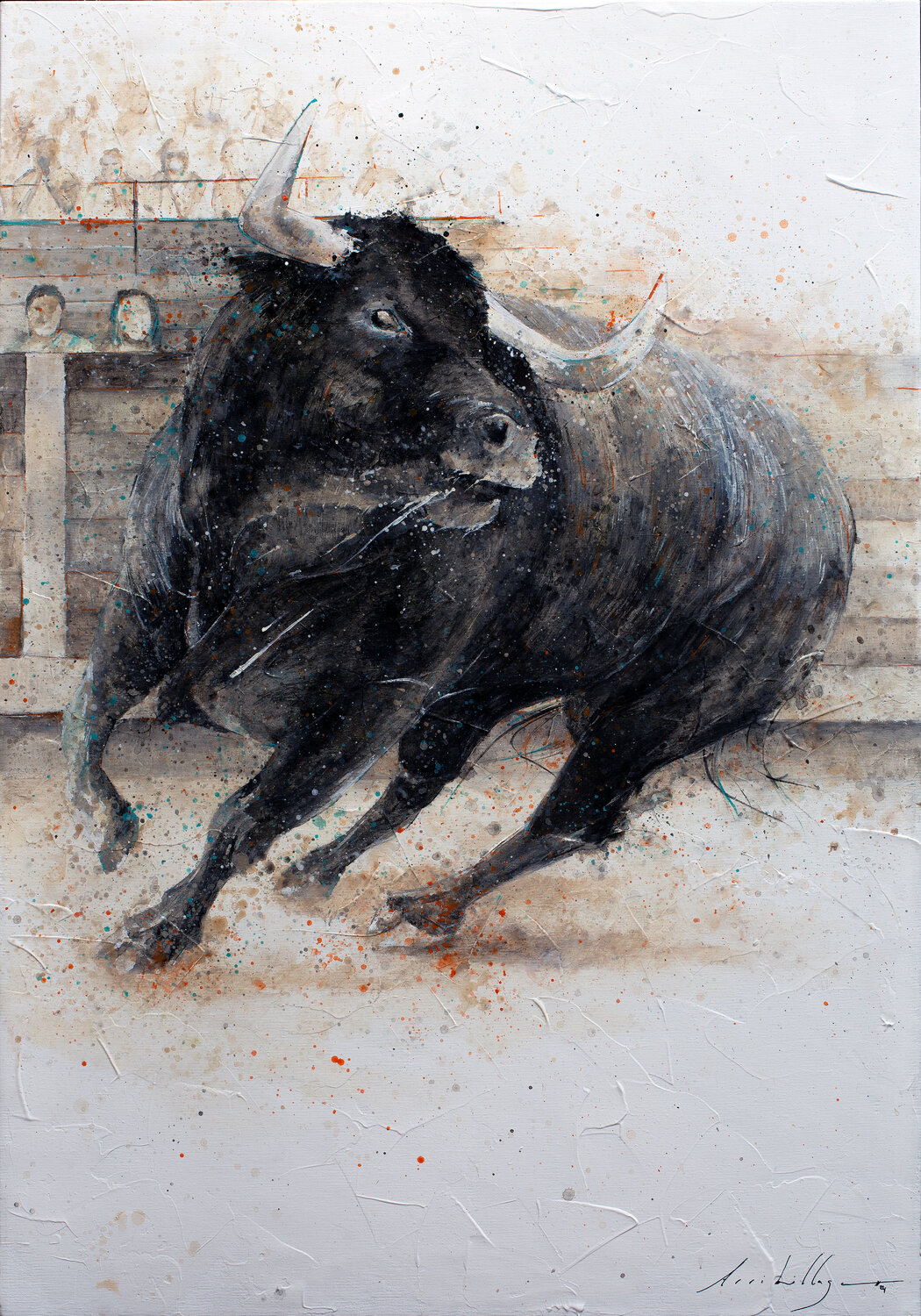 Toro Virando Fernando Arribillaga Martínez Original painting for sale