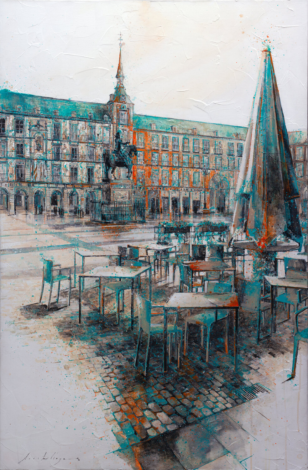 Paseando por Madrid, Plaza Mayor Fernando Arribillaga Martínez Original painting for sale