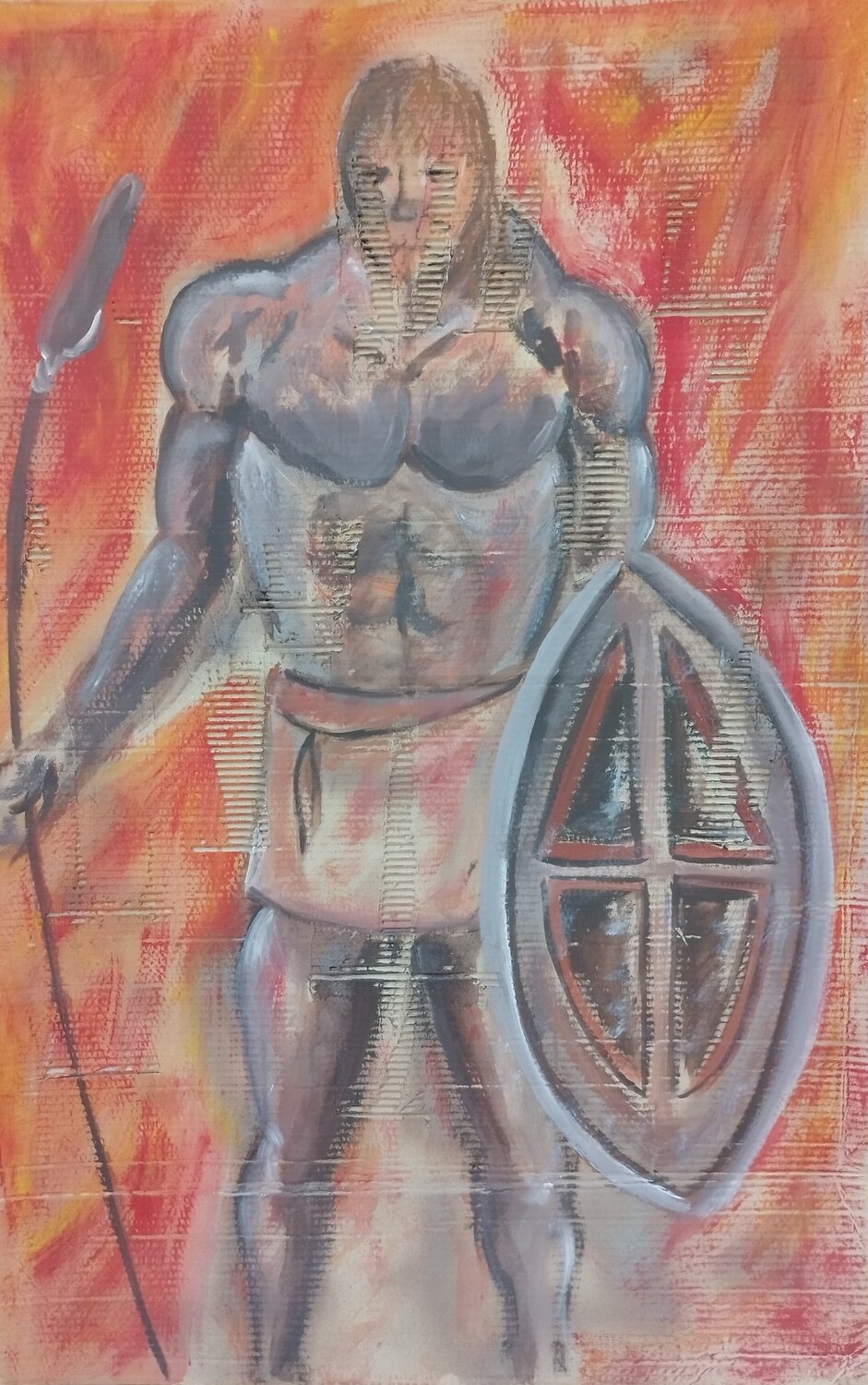 Guerrier debout Delphine Dessein Original painting for sale