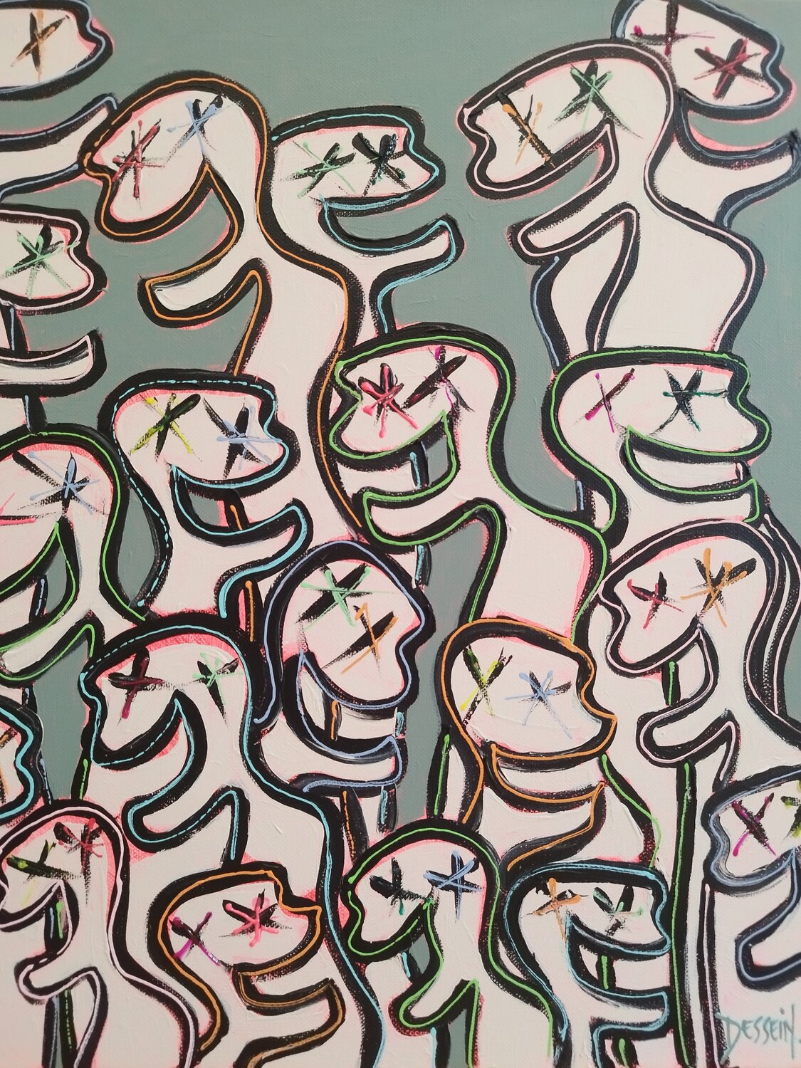Nématoïdes des Cieux 2 Delphine Dessein Original painting for sale