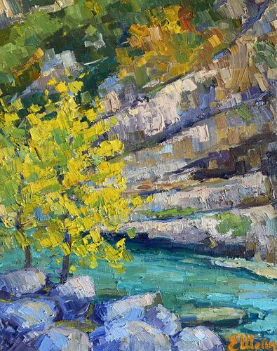 Mountain river by Genia Sheyn, Painting for Sale on Select