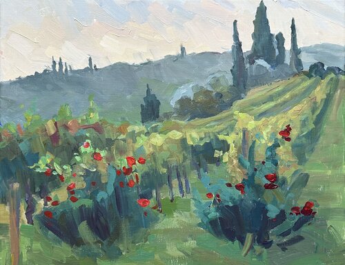 Ruby roses by Genia Sheyn, Painting for Sale on Select