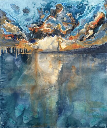 Sunset over the Bay of Angels, Nice by Genia Sheyn, Painting for Sale on Select