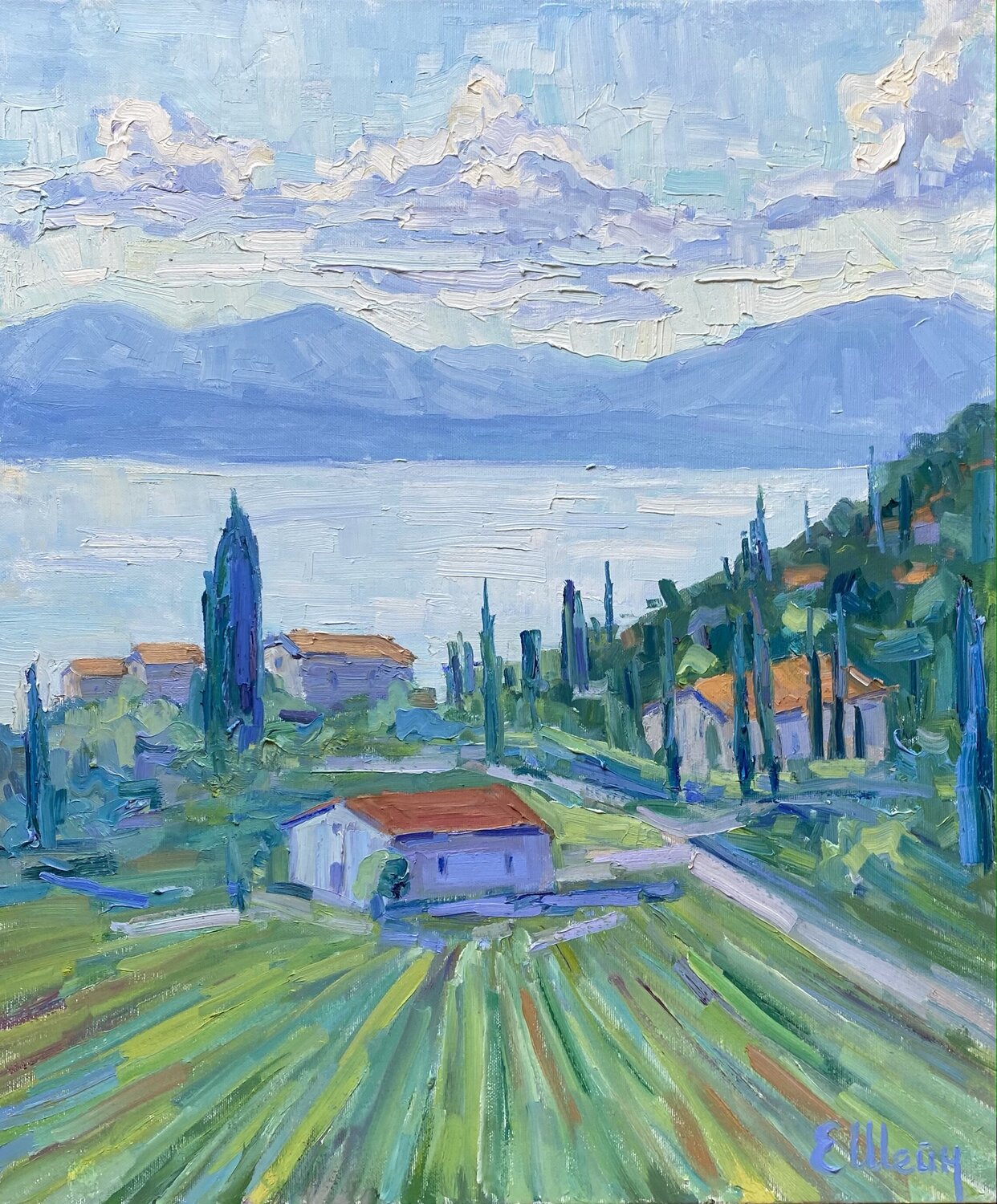Summer evening on Lake Garda Genia Sheyn Original painting for sale