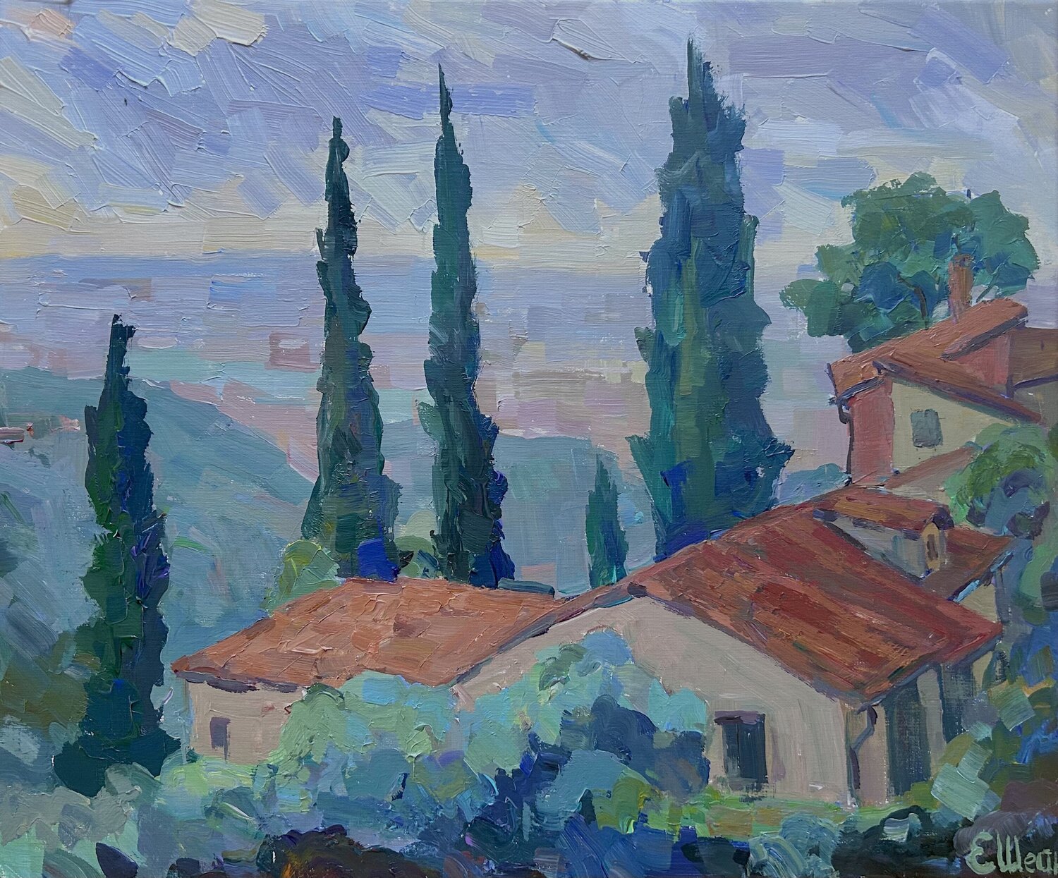 Red roofs Genia Sheyn Original painting for sale