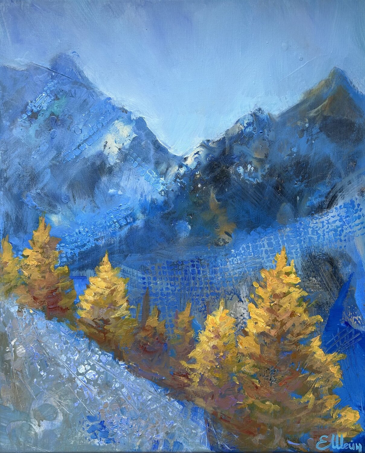 November evening in the mountains Genia Sheyn Original painting for sale