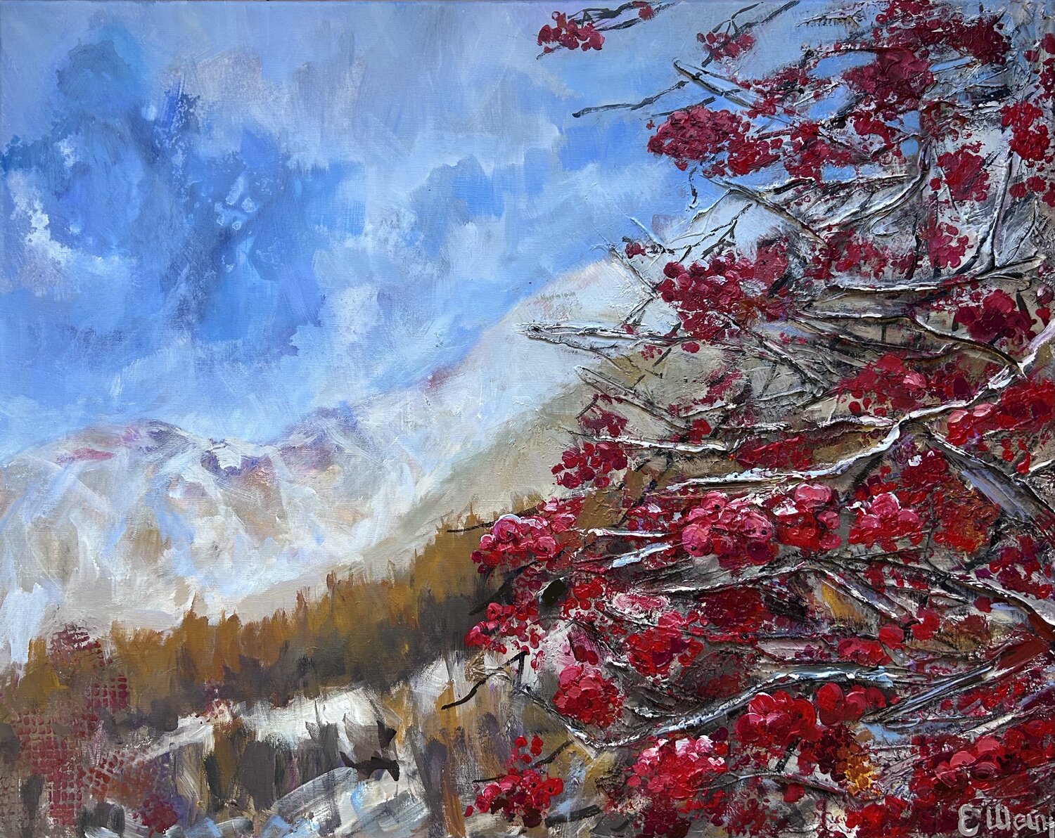 Winter berries Genia Sheyn Original painting for sale