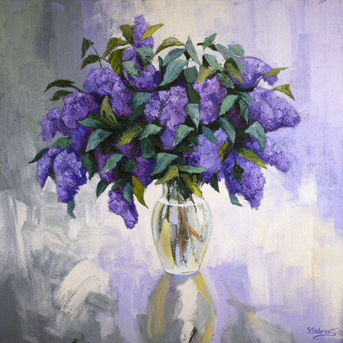 Bouquet of Lilac by Stanislav Sidorov, Painting for Sale on Select