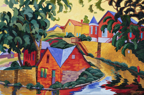Sunny Day. Old American town. Central Park Colorado. by Stanislav Sidorov, Painting for Sale on Select