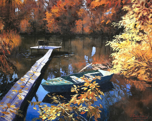 Autumn Pond by Stanislav Sidorov, Painting for Sale on Select