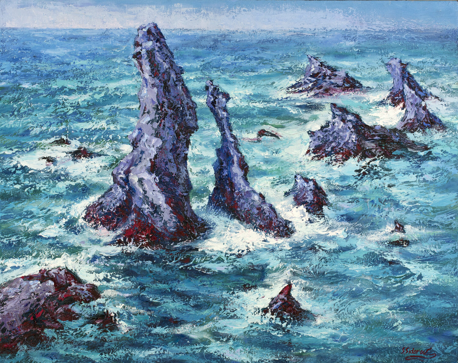 Rocks At Belle-ILE Stanislav Sidorov Original painting for sale