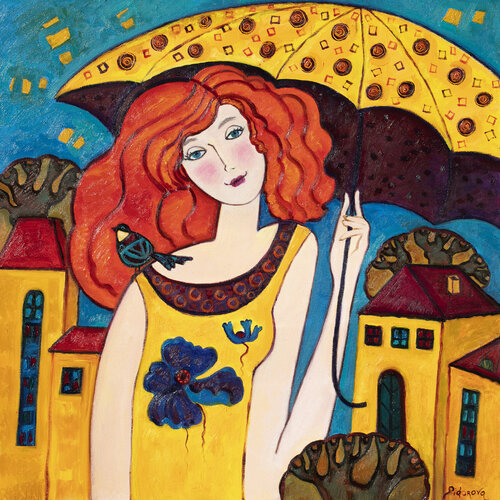 Yellow Umbrella-2 by Yelena Sidorova, Painting for Sale on Select