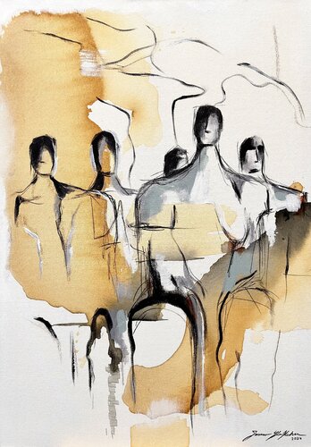 Topparoikka 2 (The railway builders) by Jasmin Yli-Huhtala, Painting for Sale on Select