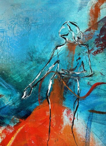 Sininen syli / Blue Lap by Jasmin Yli-Huhtala, Painting for Sale on Select