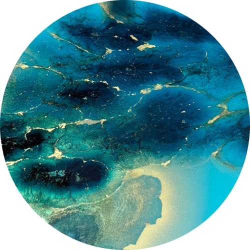Golden Halo, Blue Depth #1 by Ana Hefco, Painting for Sale on Select