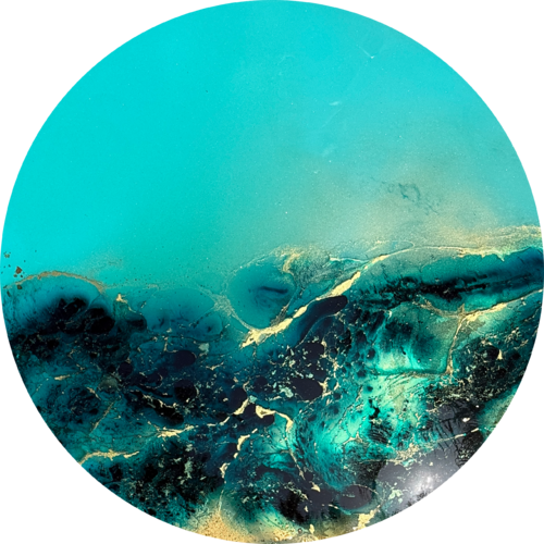 Golden Halo, Blue Depth #3 by Ana Hefco, Painting for Sale on Select