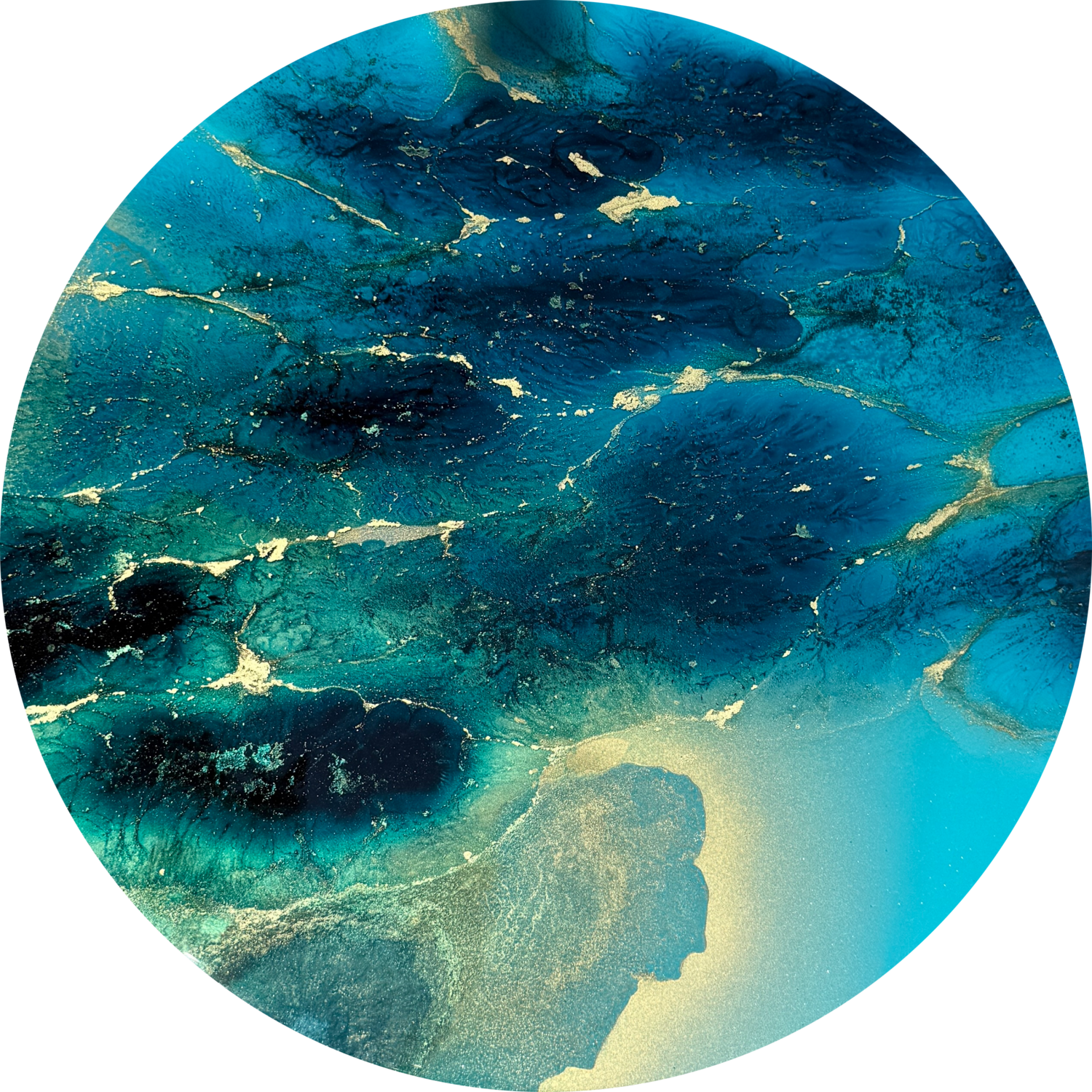 Golden Halo, Blue Depth #1 Ana Hefco Original painting for sale