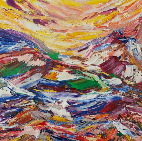 Bunte Berge by Kerstin Meyer, Painting for Sale on Select