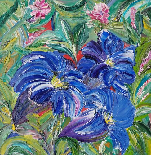 Blaue Blumen by Kerstin Meyer, Painting for Sale on Select