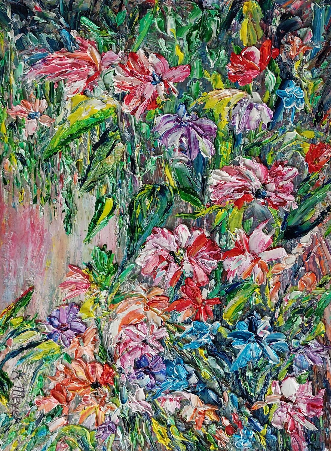Blumenwand Kerstin Meyer Original painting for sale