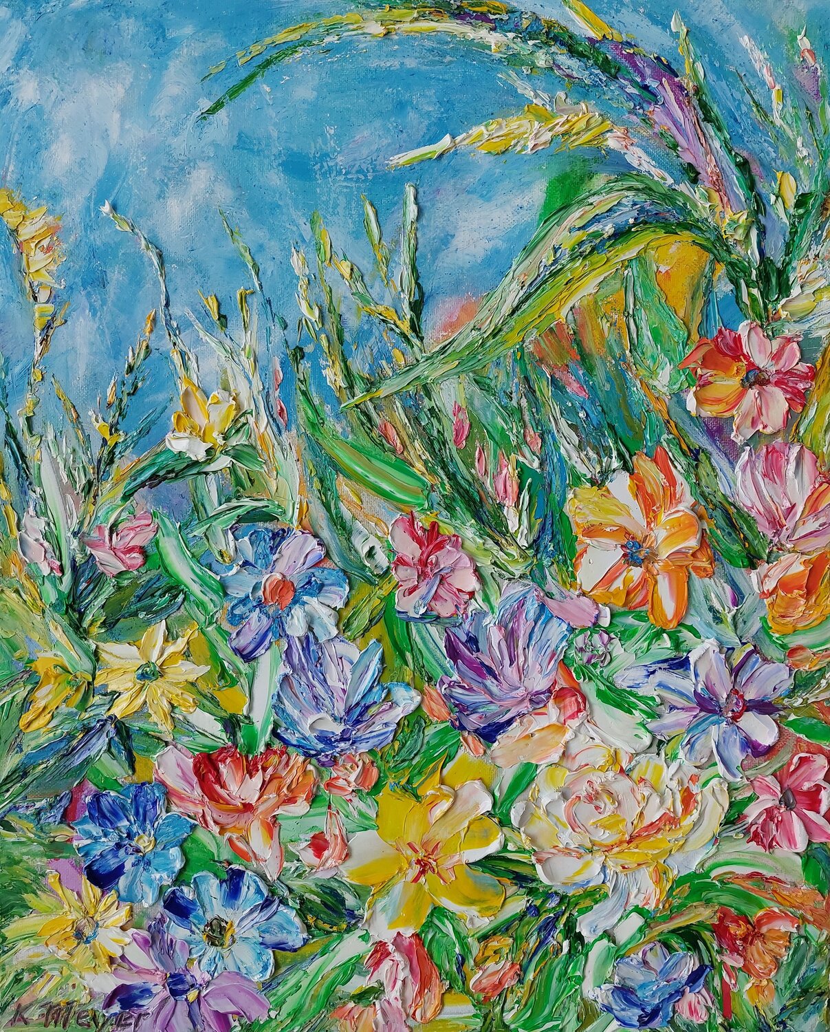 Blumenzauber Kerstin Meyer Original painting for sale