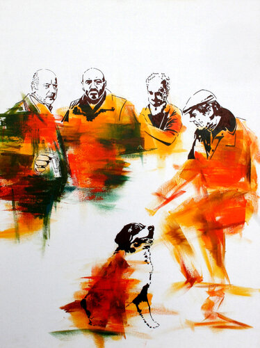 At The Bar by Phil Davis, Painting for Sale on Select