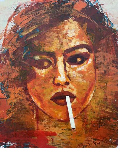Portrait Study. Monica Bellucci as Malena by Phil Davis, Painting for Sale on Select