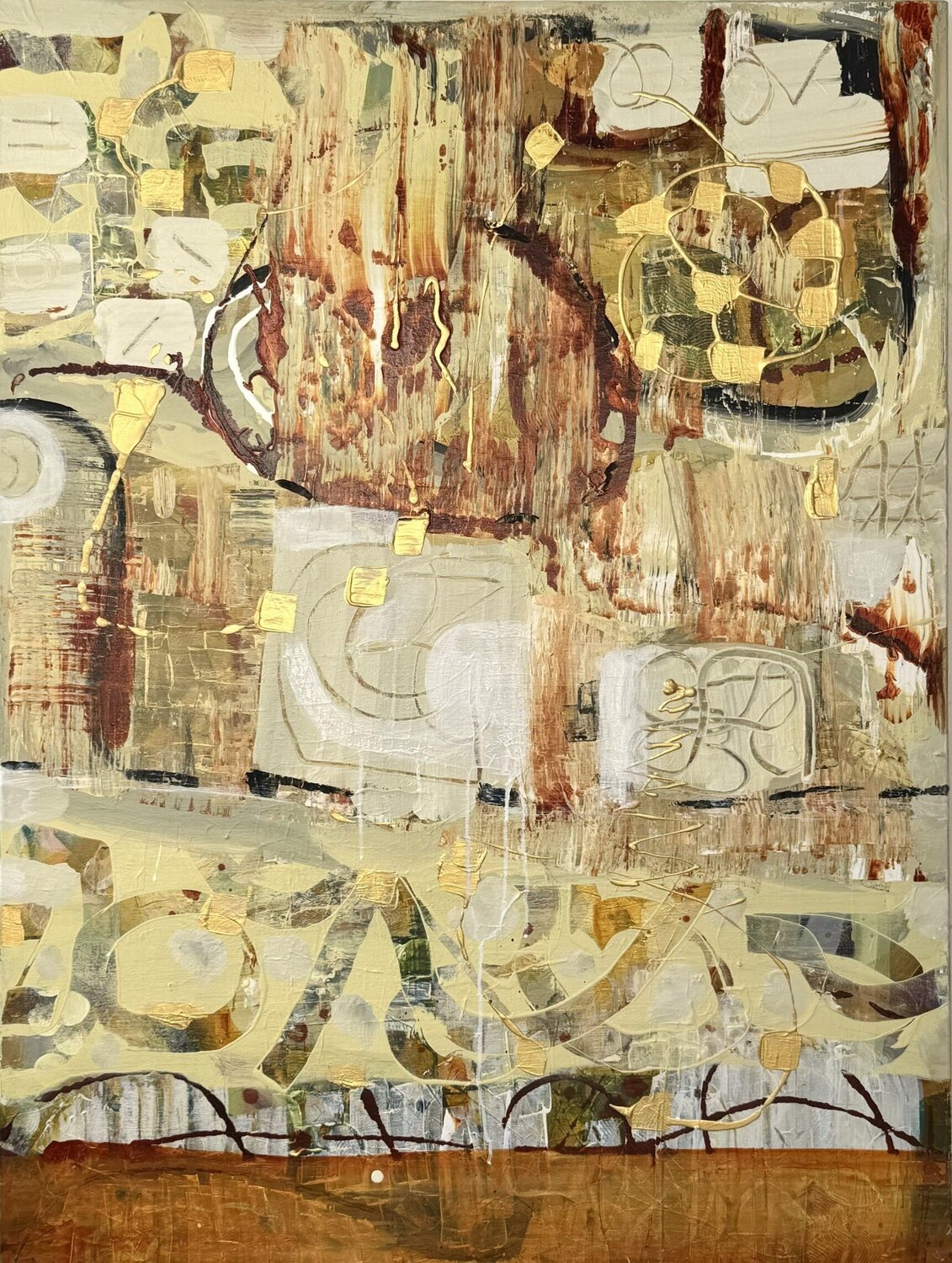 Vanilla Gold Sepia Scoop Wendy Cohen Original painting for sale