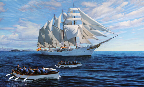 Juan Sebastián de Elcano: una escuela alrededor del mundo by Javier Ramos Julián, Painting for Sale on Select