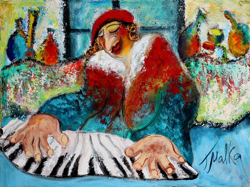 At Piano Bar by Malka Tsentsiper, Painting for Sale on Select