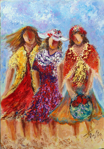 Hot wind at seasibe by Malka Tsentsiper, Painting for Sale on Select