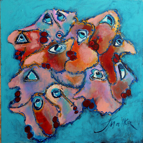 Faces in a crowd by Malka Tsentsiper, Painting for Sale on Select