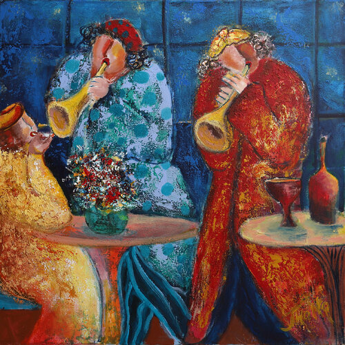 Night Bar Music by Malka Tsentsiper, Painting for Sale on Select