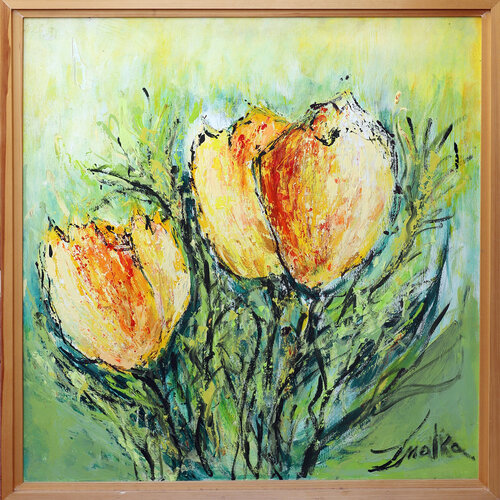 Yellow Tulips by Malka Tsentsiper, Painting for Sale on Select