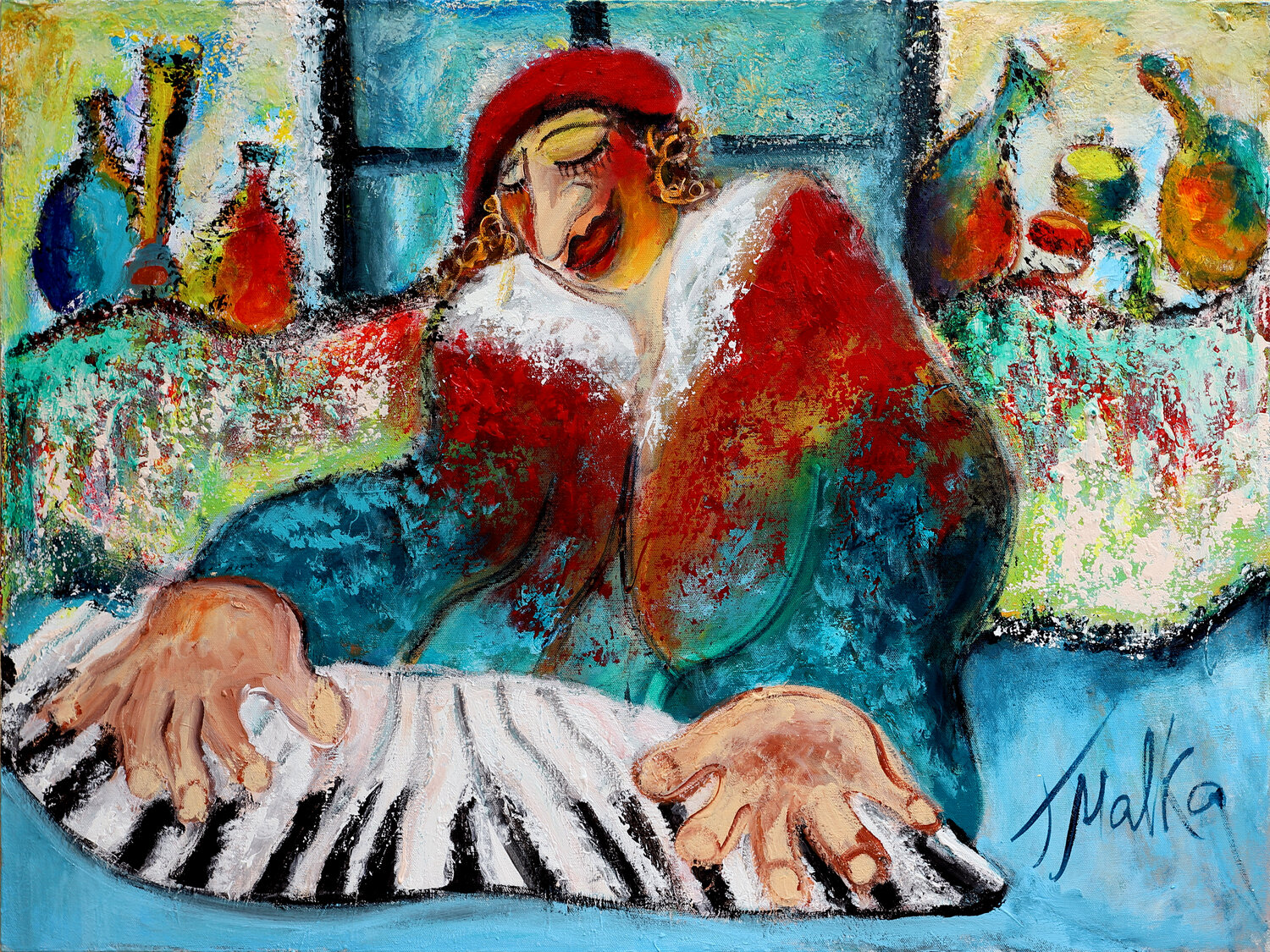At Piano Bar Malka Tsentsiper Original painting for sale