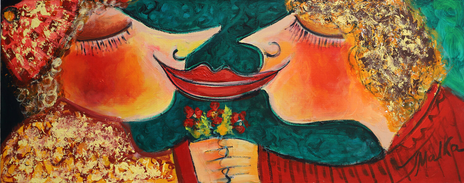 Kiss me! - v.2 Malka Tsentsiper Original painting for sale