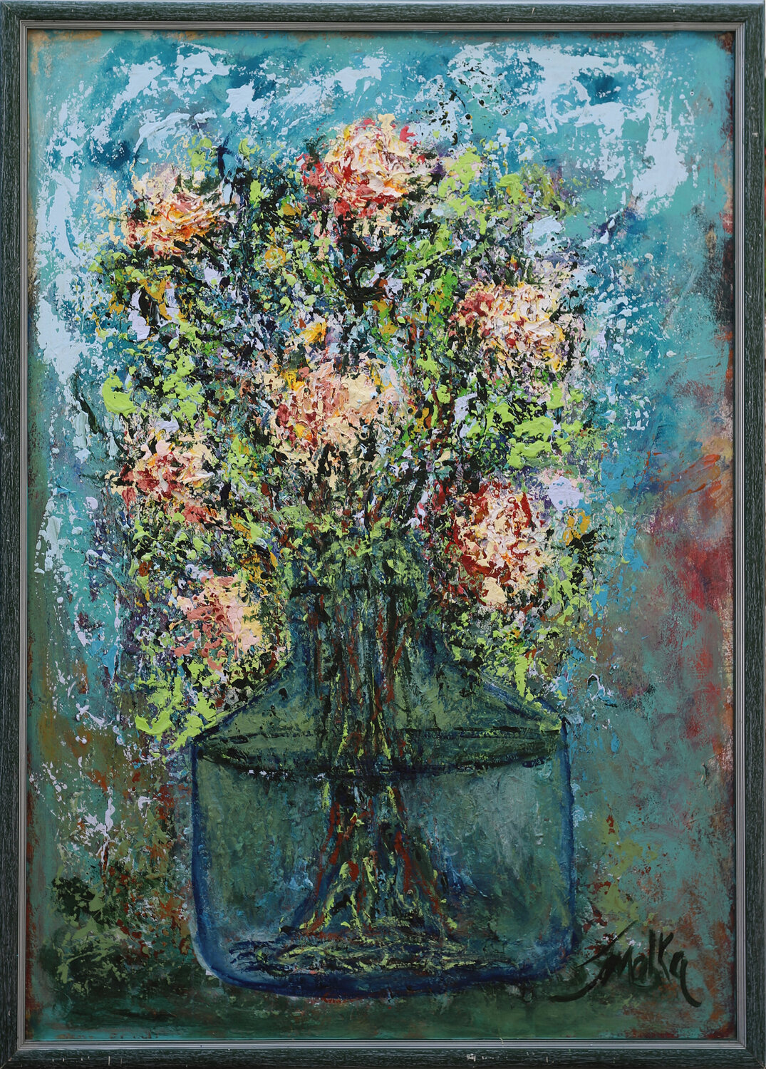 Flowers in Glass Wase Malka Tsentsiper Original painting for sale
