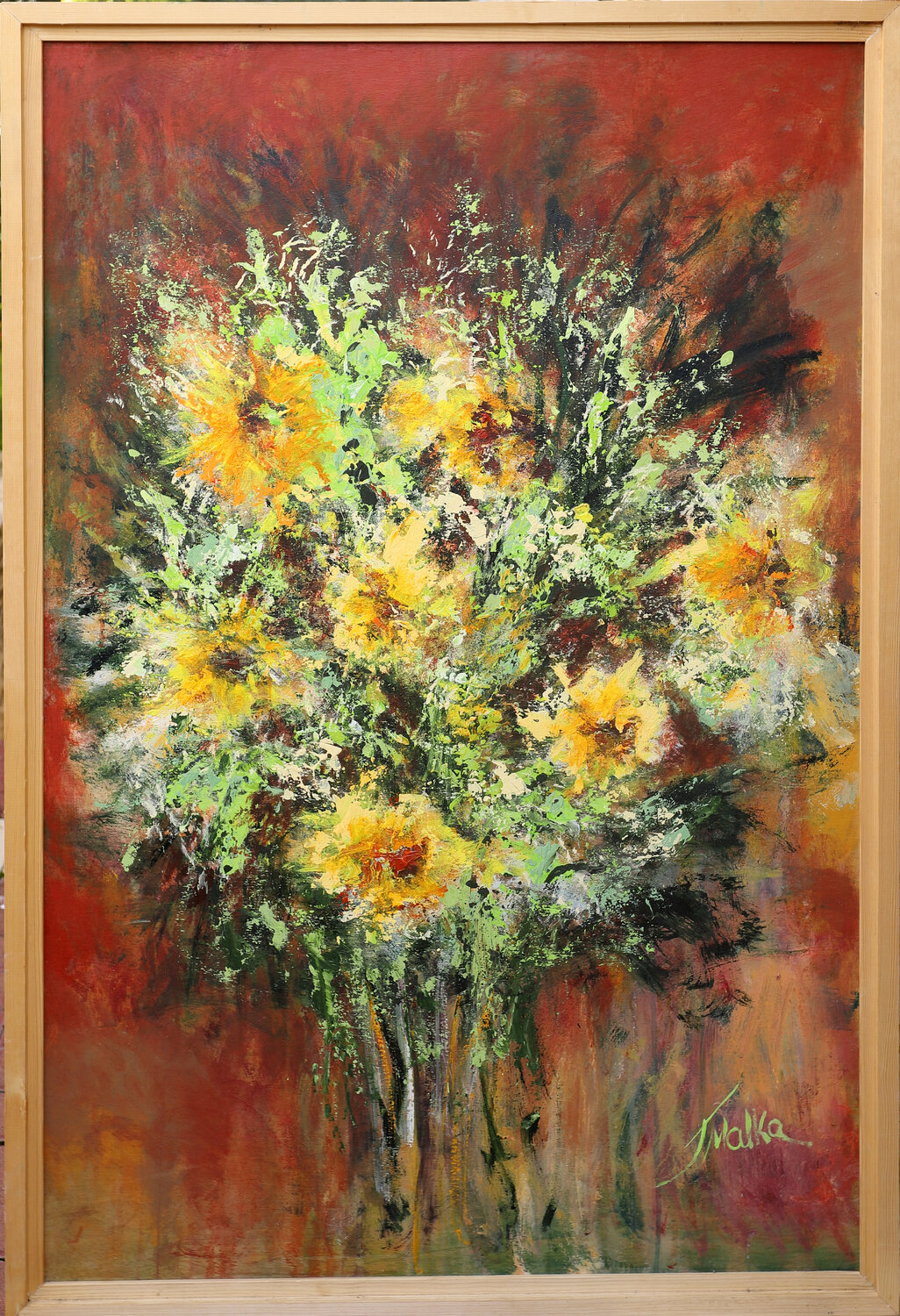 Yellow Field Flowers Malka Tsentsiper Original painting for sale