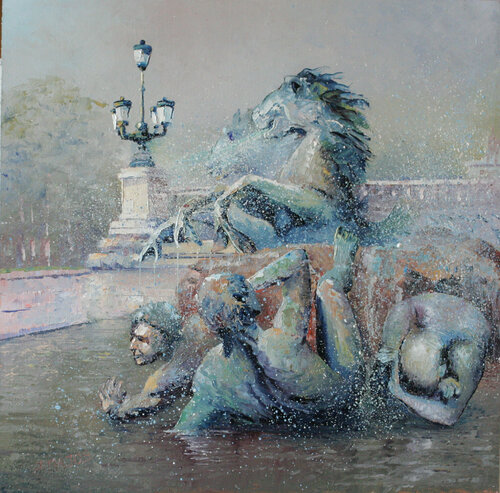 La fontaine des Girondins (2) by Jacques Majos, Painting for Sale on Select