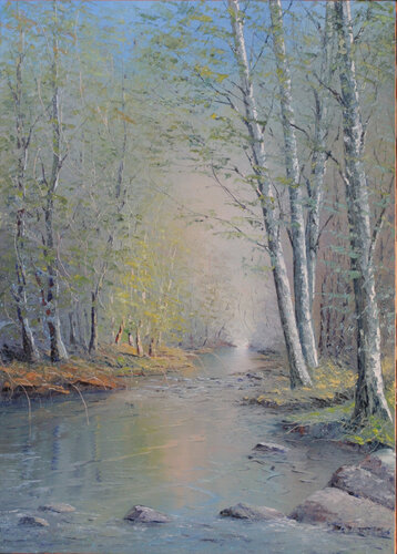 Lumière sur le ruisseau by Jacques Majos, Painting for Sale on Select