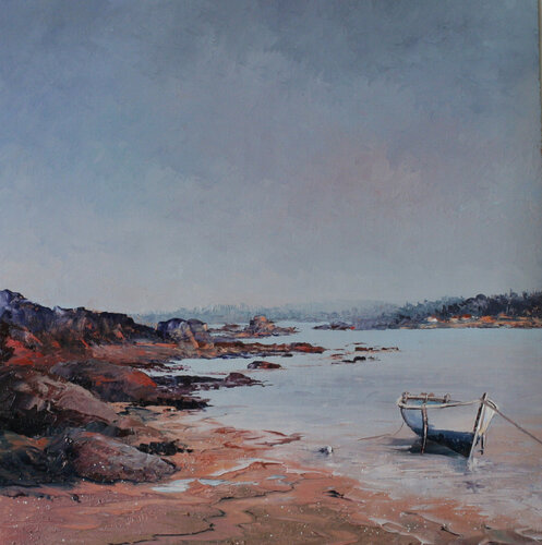Barque près des rochers by Jacques Majos, Painting for Sale on Select