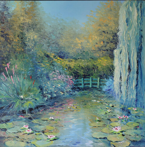 Le pont japonais by Jacques Majos, Painting for Sale on Select