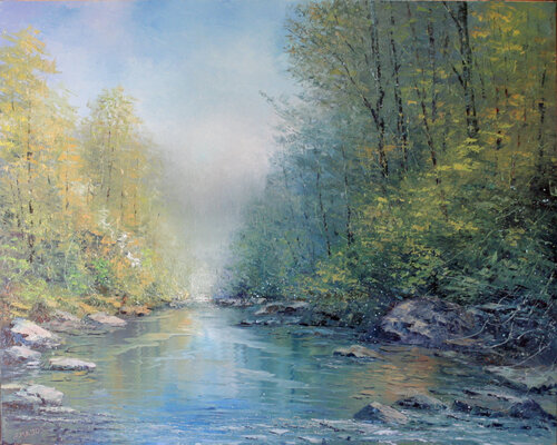 La rivière bleue by Jacques Majos, Painting for Sale on Select