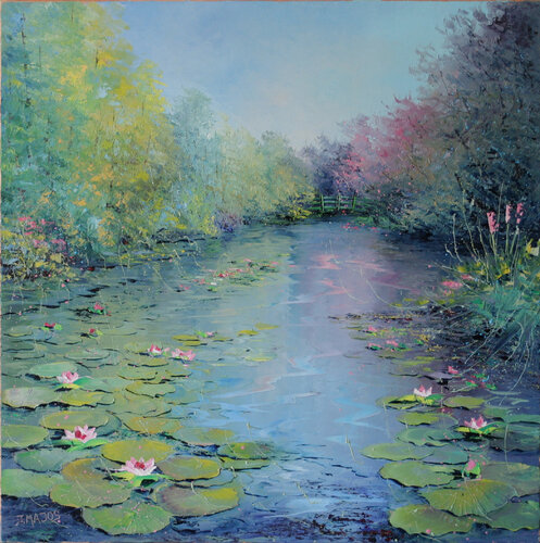 La mare aux nénuphars by Jacques Majos, Painting for Sale on Select