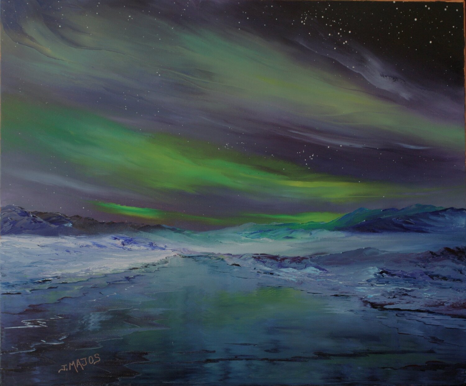 Aurore boréale Jacques Majos Original painting for sale