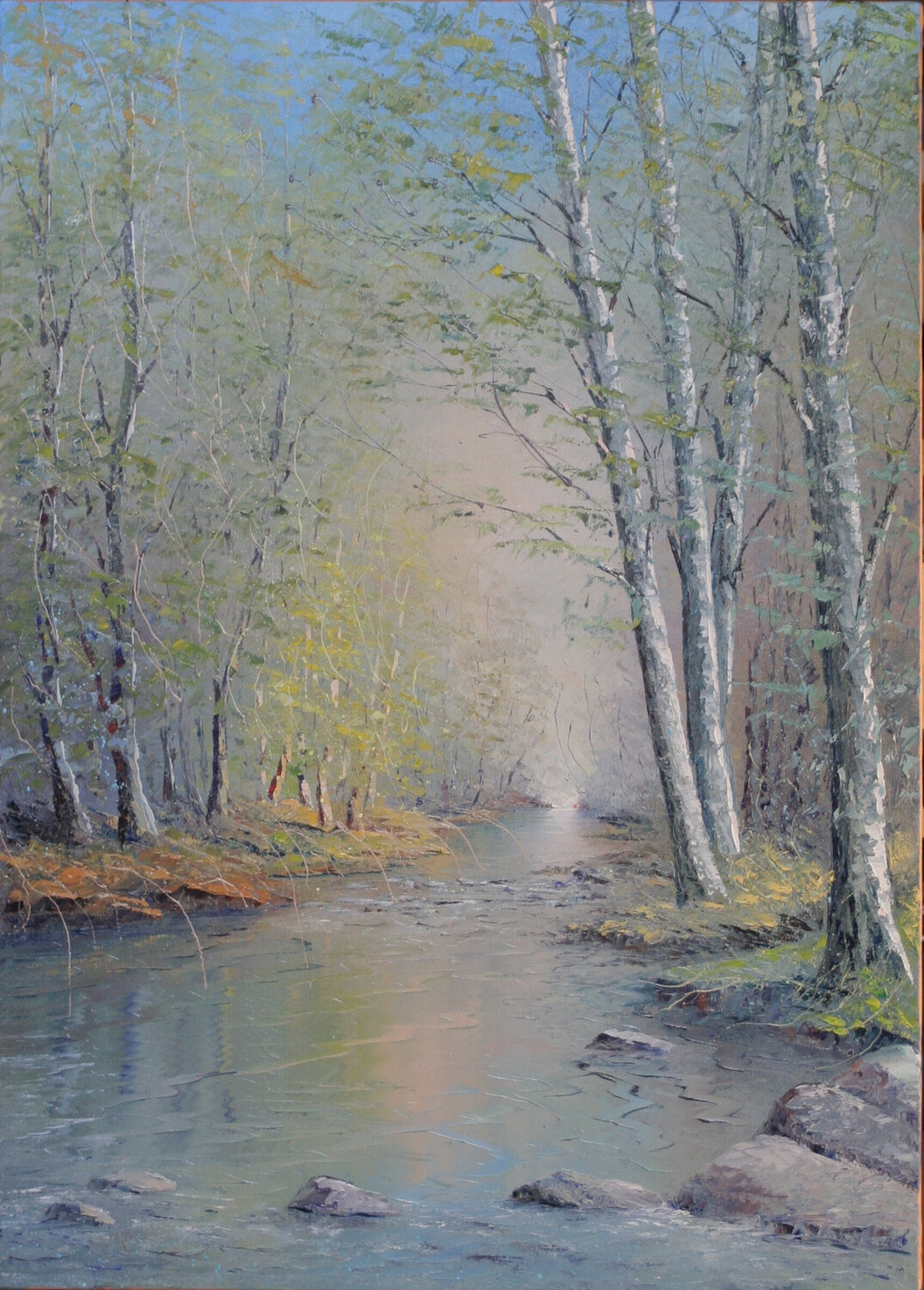Lumière sur le ruisseau Jacques Majos Original painting for sale