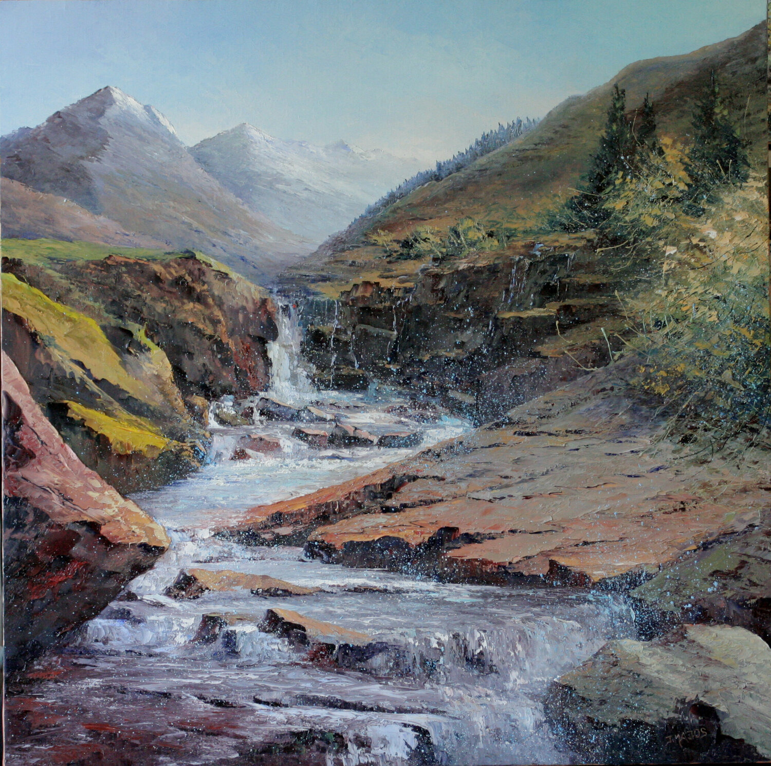 Torrent de haute montagne Jacques Majos Original painting for sale