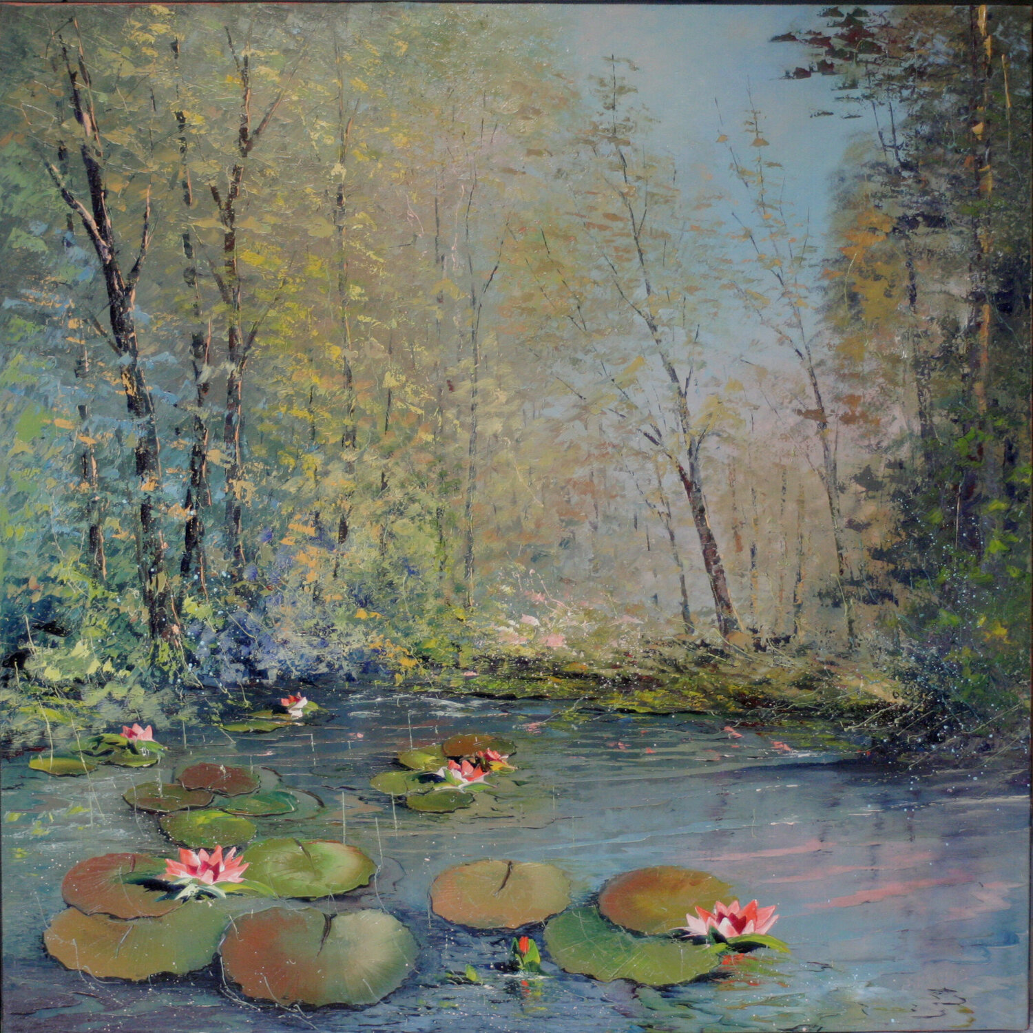 La mare aux nénuphars Jacques Majos Original painting for sale
